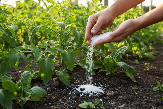 empsom salt organic fertilizer applying vegetable garden