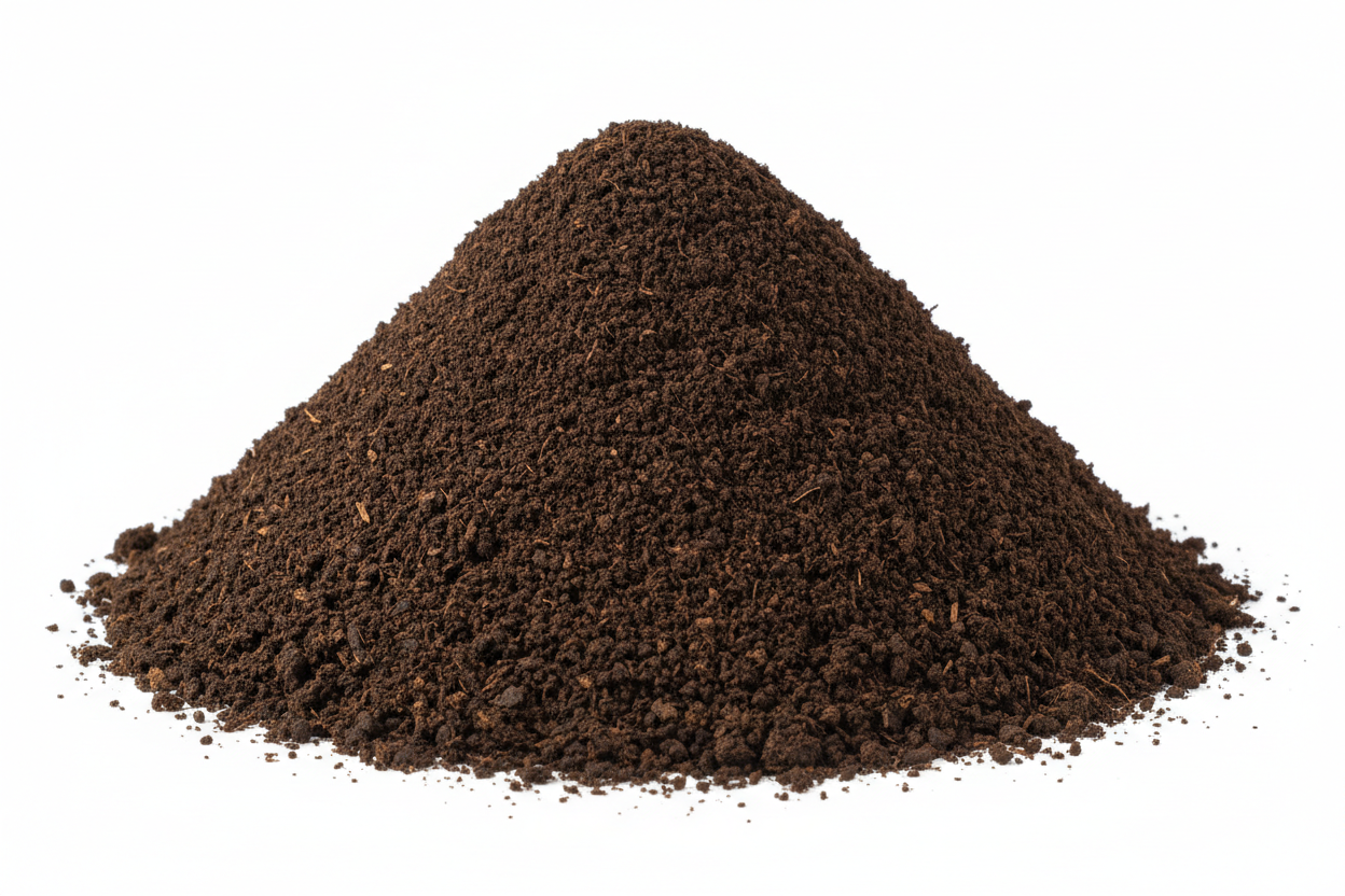 finished cow dung compost pile studio image