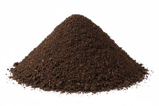 finished cow dung compost pile studio image