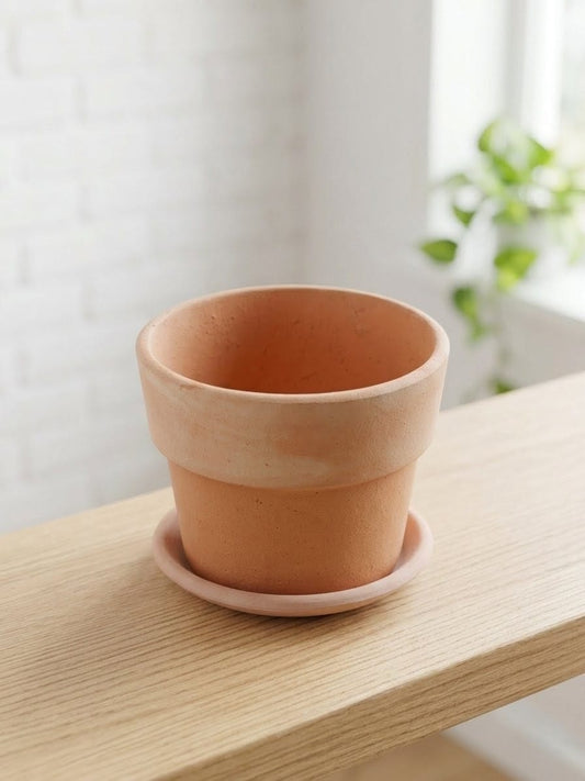 Small Terracotta Pot With Saucer For Plants
