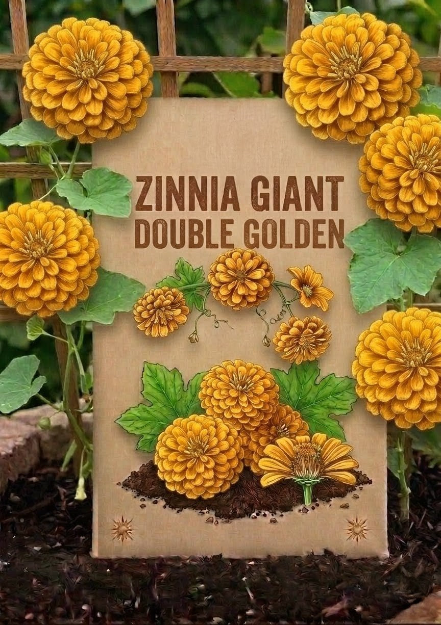 Zinnia Giant Double Golden