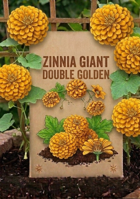 Zinnia Giant Double Golden