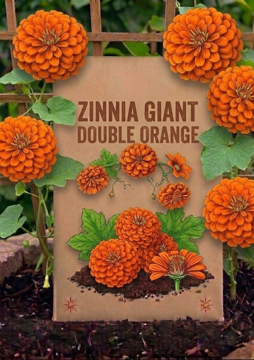 Zinnia Giant Double Orange