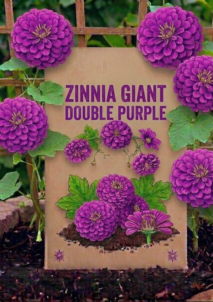 Zinnia Giant Double Purple