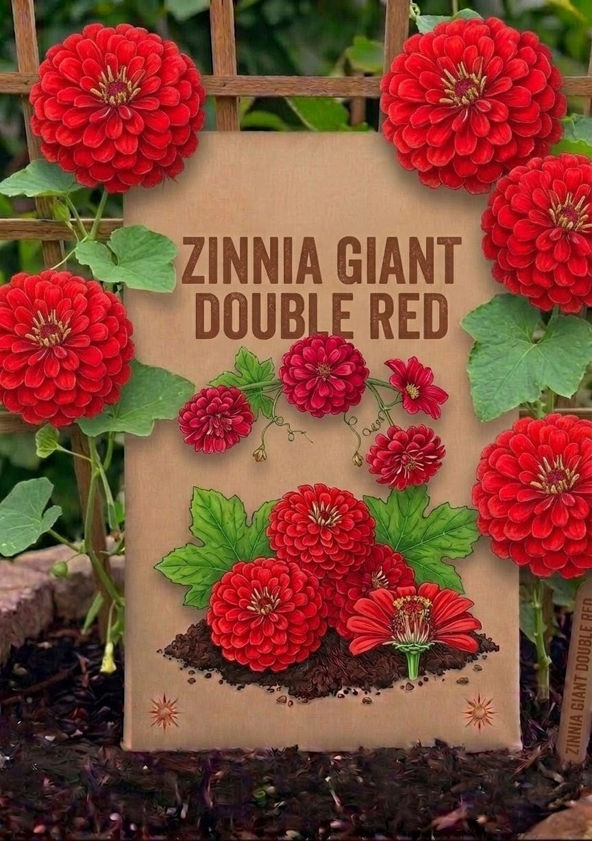 Zinnia Giant Double Red